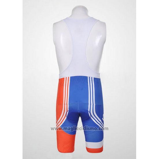 2012 Abbigliamento Ciclismo Sky Campione Regno Unito Arancione e Blu Manica Corta e Salopette